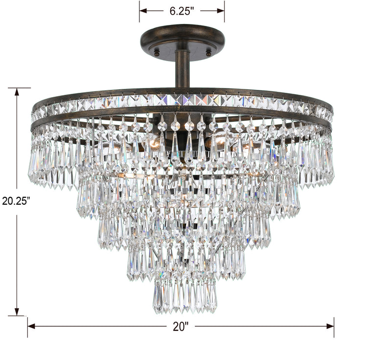 Crystorama 5264-EB-CL-MWP_CEILING Seven Light Semi Flush Mount, English Bronze