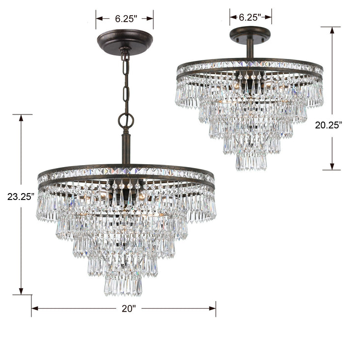 Crystorama 5264-EB-CL-MWP_CEILING Seven Light Semi Flush Mount, English Bronze