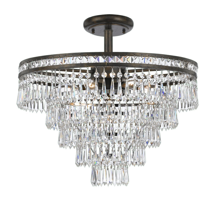 Crystorama 5264-EB-CL-MWP_CEILING Seven Light Semi Flush Mount, English Bronze