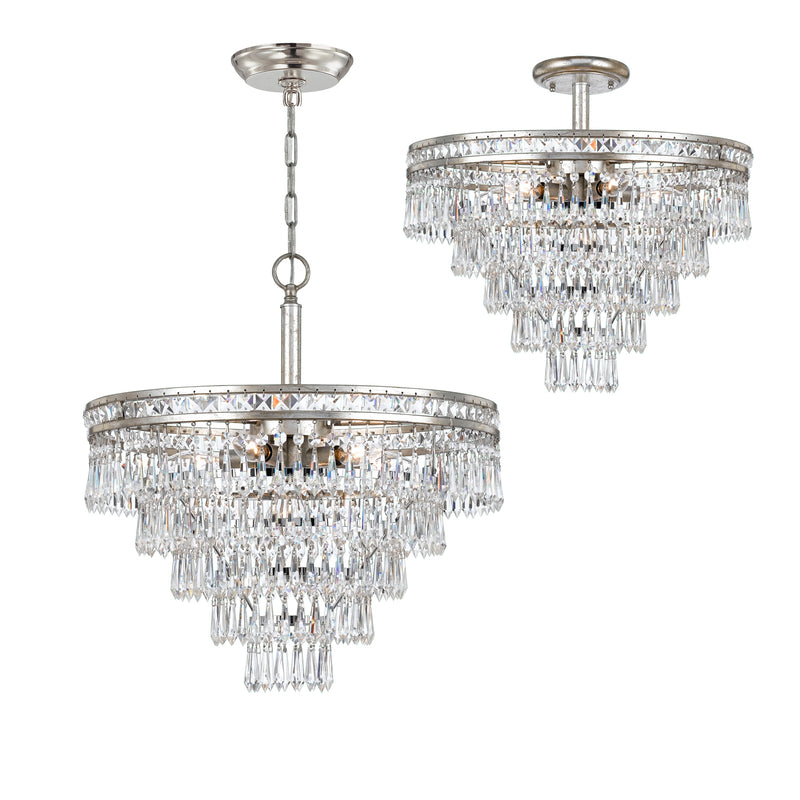 Crystorama 5264-OS-CL-MWP Seven Light Chandelier, Olde Silver
