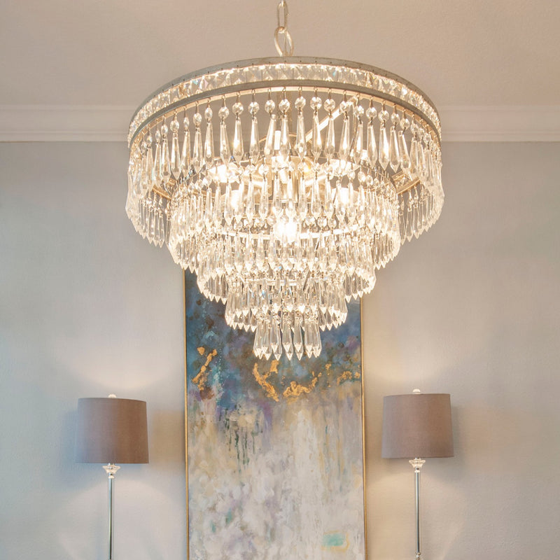 Crystorama 5264-OS-CL-MWP Seven Light Chandelier, Olde Silver