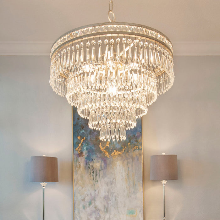 Crystorama 5264-OS-CL-MWP Seven Light Chandelier, Olde Silver