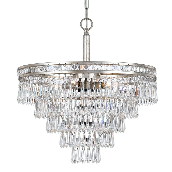 Crystorama 5264-OS-CL-MWP Seven Light Chandelier, Olde Silver