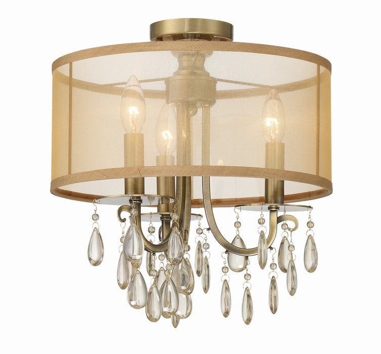 Crystorama 5623-AB_CEILING Three Light Semi Flush Mount, Antique Brass