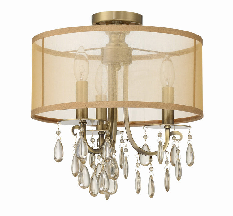 Crystorama 5623-AB_CEILING Three Light Semi Flush Mount, Antique Brass