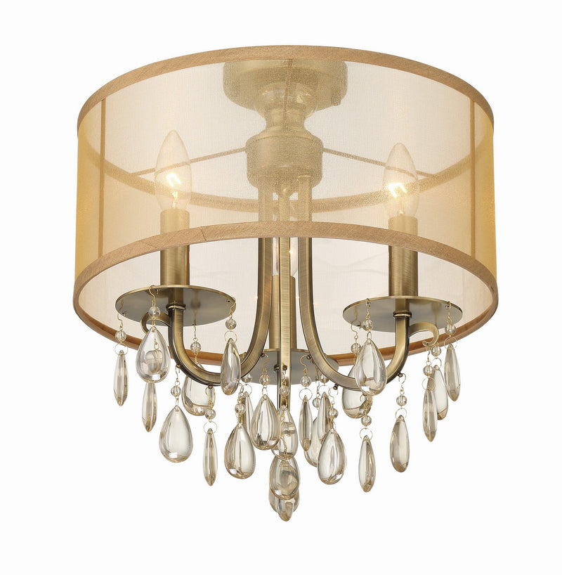 Crystorama 5623-AB_CEILING Three Light Semi Flush Mount, Antique Brass