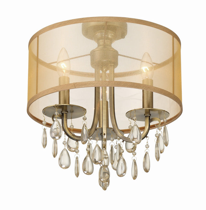 Crystorama 5623-AB_CEILING Three Light Semi Flush Mount, Antique Brass