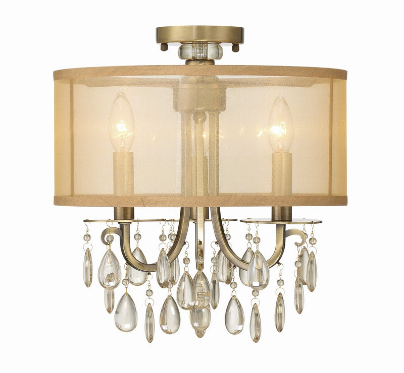 Crystorama 5623-AB_CEILING Three Light Semi Flush Mount, Antique Brass