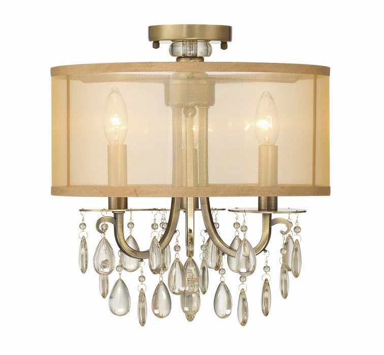Crystorama 5623-AB_CEILING Three Light Semi Flush Mount, Antique Brass