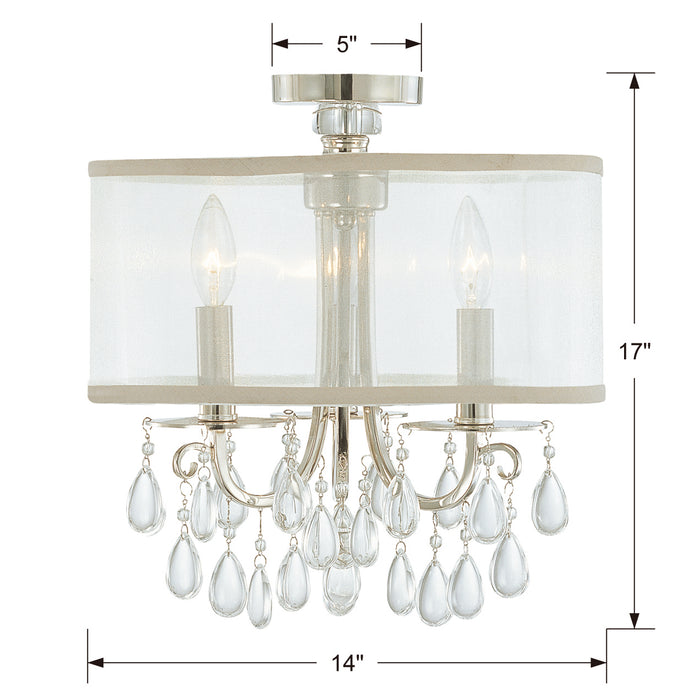Crystorama 5623-CH_CEILING Three Light Semi Flush Mount, Polished Chrome