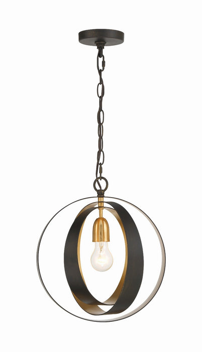 Crystorama 580-EB-GA One Light Mini Chandelier, English Bronze + Antique Gold