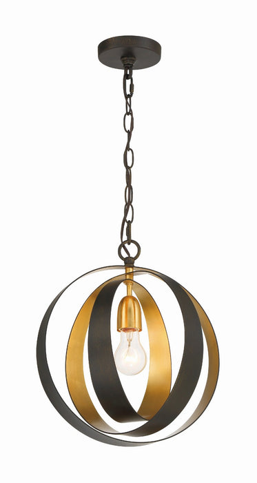 Crystorama 580-EB-GA One Light Mini Chandelier, English Bronze + Antique Gold