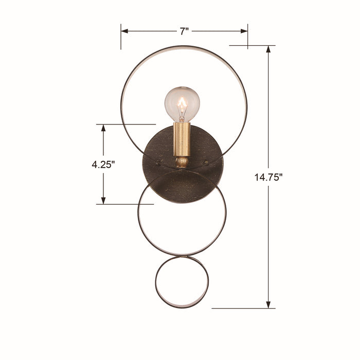 Crystorama 581-EB-GA One Light Wall Sconce, English Bronze + Antique Gold