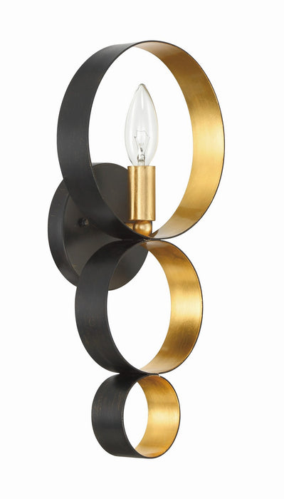 Crystorama 581-EB-GA One Light Wall Sconce, English Bronze + Antique Gold