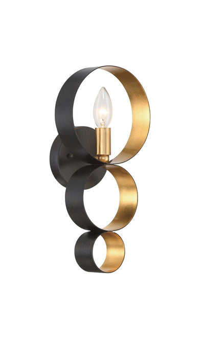 Crystorama 581-EB-GA One Light Wall Sconce, English Bronze + Antique Gold