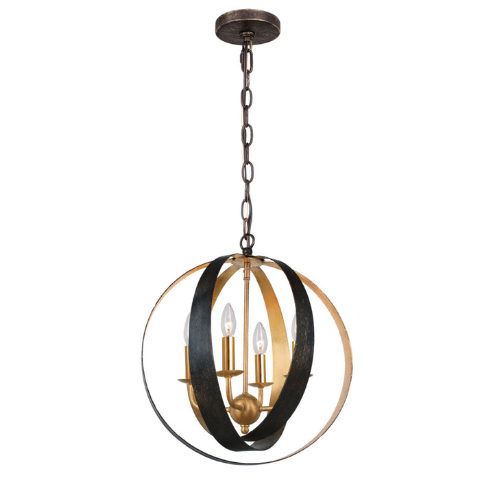 Crystorama 584-EB-GA Four Light Mini Chandelier, English Bronze + Antique Gold
