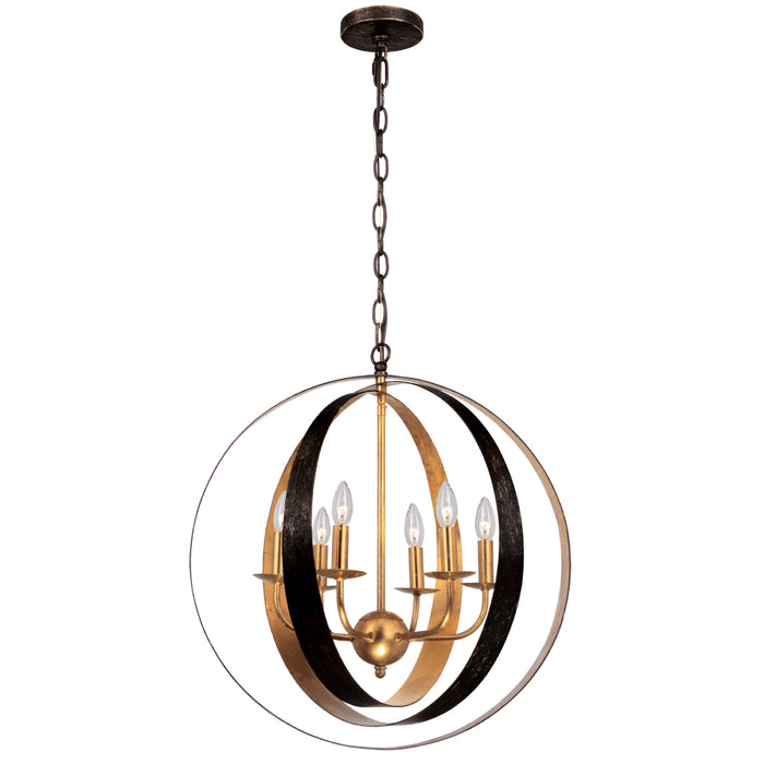 Crystorama 585-EB-GA Six Light Chandelier, English Bronze + Antique Gold
