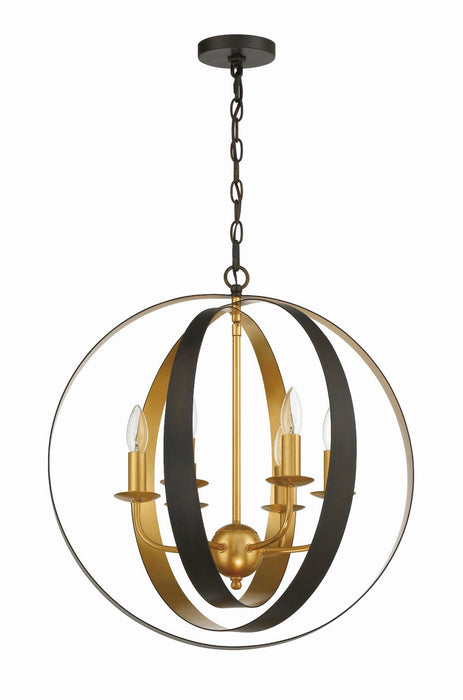 Crystorama 585-EB-GA Six Light Chandelier, English Bronze + Antique Gold