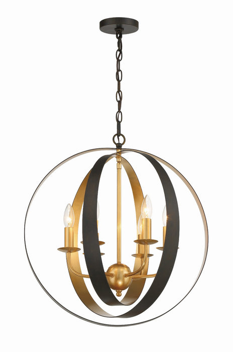 Crystorama 585-EB-GA Six Light Chandelier, English Bronze + Antique Gold