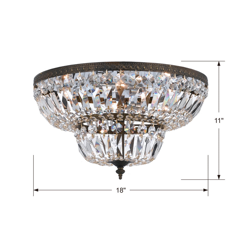 Crystorama 718-EB-CL-MWP Four Light Flush Mount, English Bronze