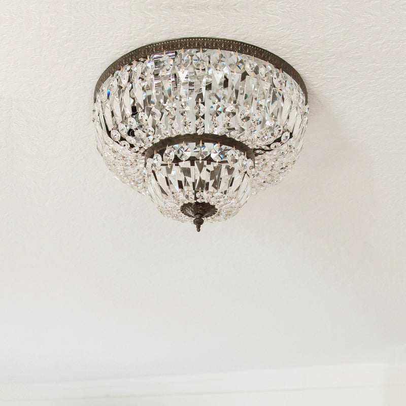 Crystorama 718-EB-CL-MWP Four Light Flush Mount, English Bronze