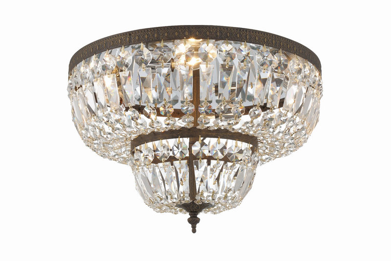 Crystorama 718-EB-CL-MWP Four Light Flush Mount, English Bronze