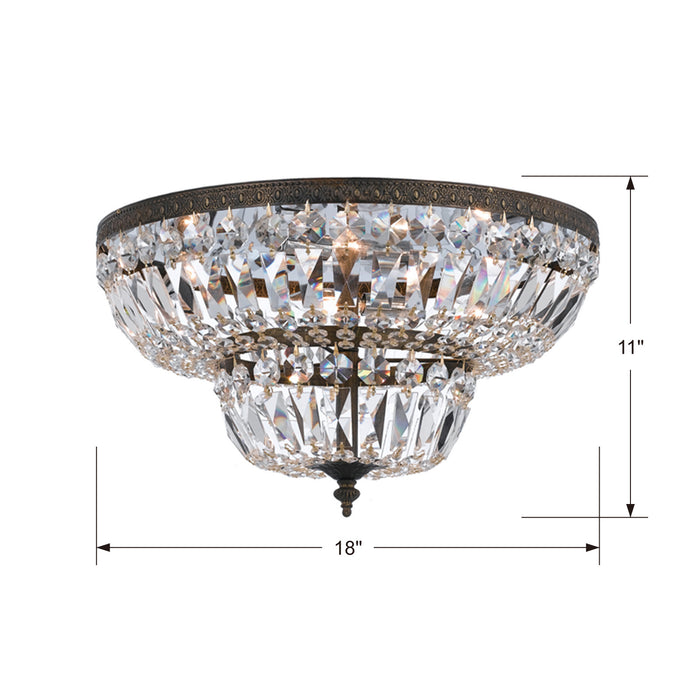 Crystorama 718-EB-CL-SAQ Four Light Flush Mount, English Bronze