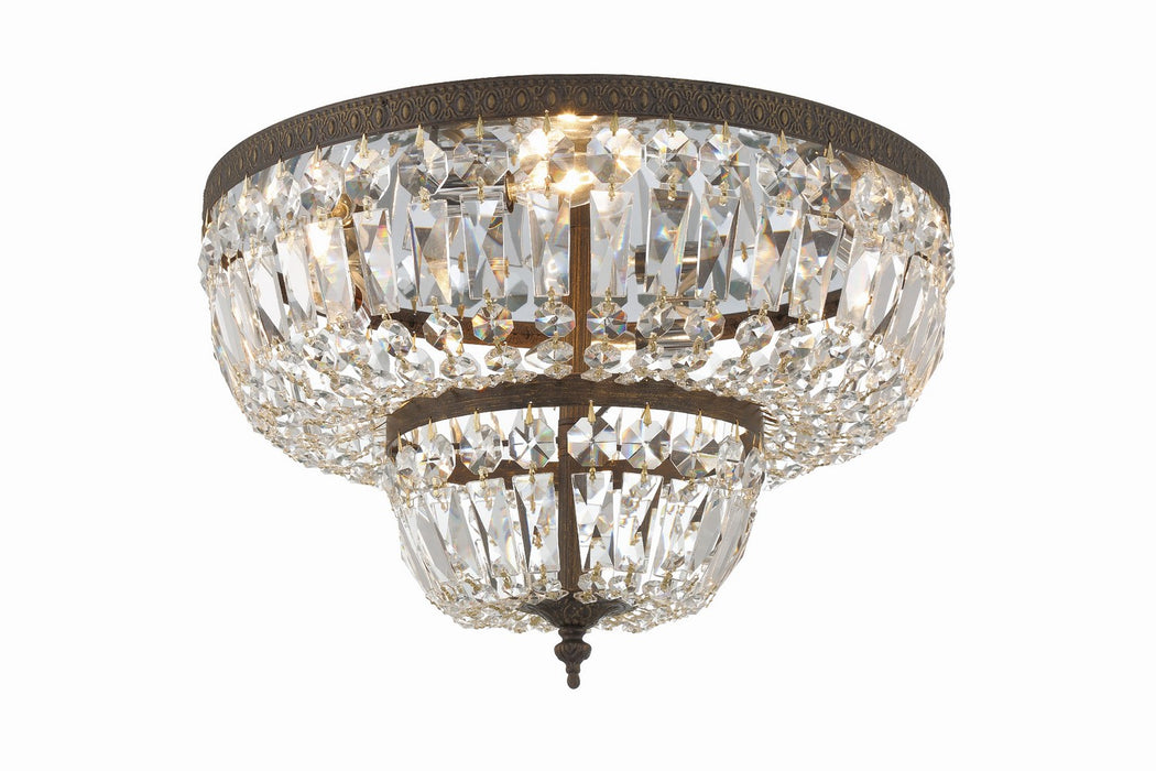 Crystorama 718-EB-CL-SAQ Four Light Flush Mount, English Bronze