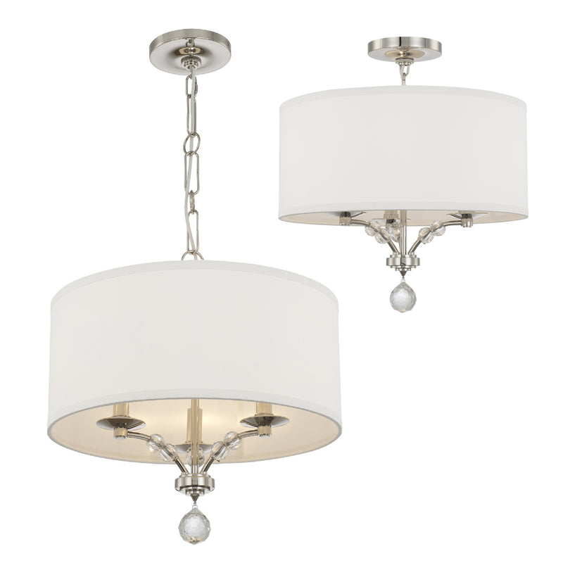Crystorama 8005-PN_CEILING Three Light Semi Flush Mount, Polished Nickel