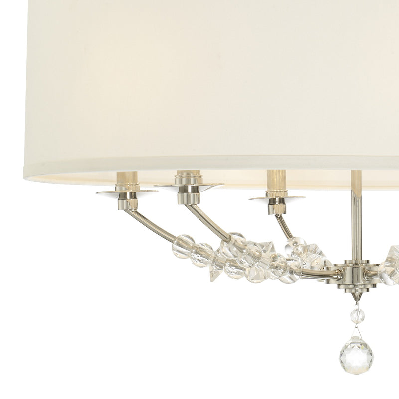 Crystorama 8006-PN Six Light Chandelier, Polished Nickel