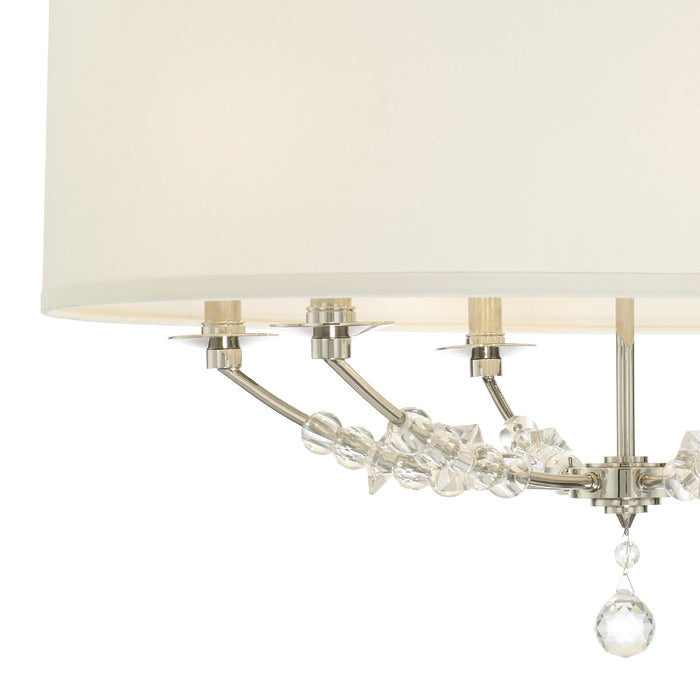 Crystorama 8006-PN Six Light Chandelier, Polished Nickel