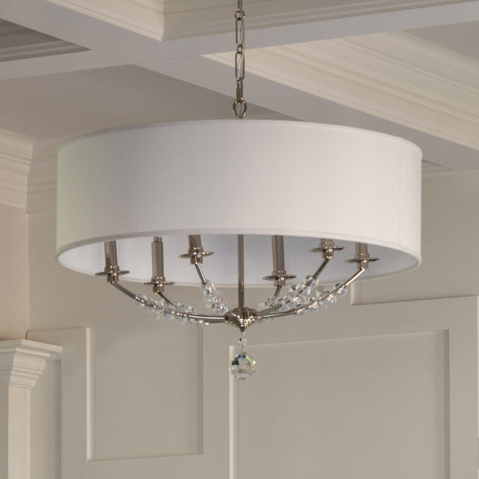 Crystorama 8006-PN Six Light Chandelier, Polished Nickel