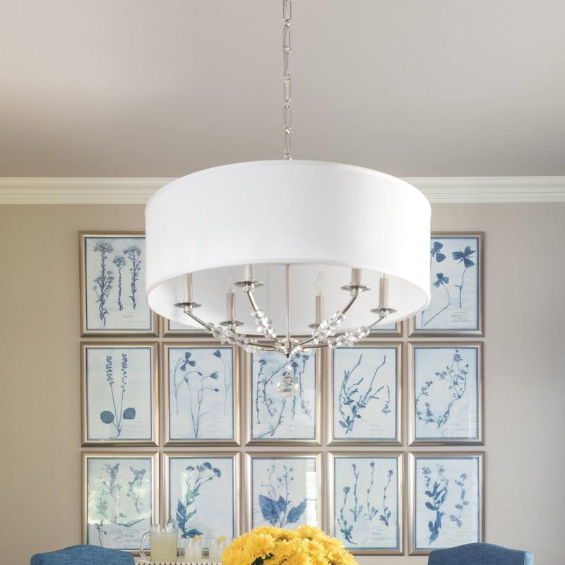 Crystorama 8006-PN Six Light Chandelier, Polished Nickel