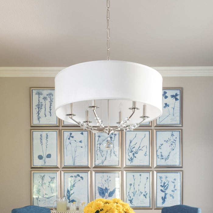Crystorama 8006-PN Six Light Chandelier, Polished Nickel