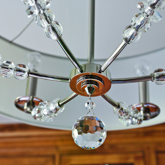 Crystorama 8006-PN Six Light Chandelier, Polished Nickel