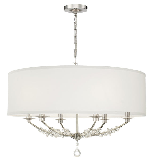 Crystorama 8006-PN Six Light Chandelier, Polished Nickel