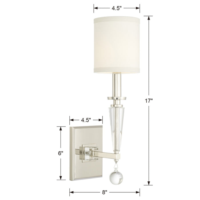 Crystorama 8101-PN One Light Wall Sconce, Polished Nickel