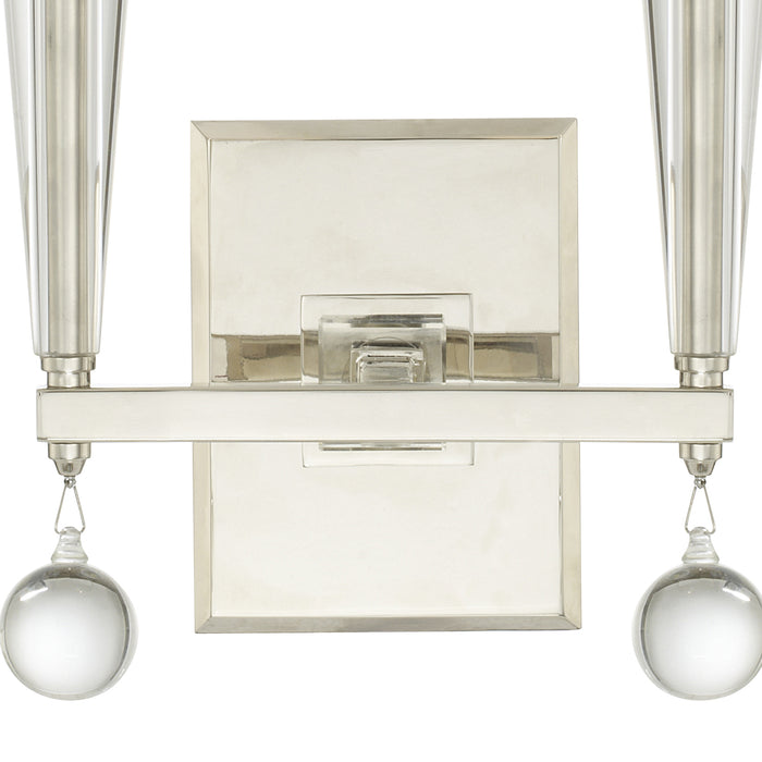 Crystorama 8102-PN Two Light Wall Sconce, Polished Nickel