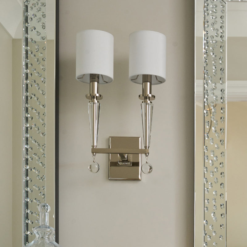 Crystorama 8102-PN Two Light Wall Sconce, Polished Nickel