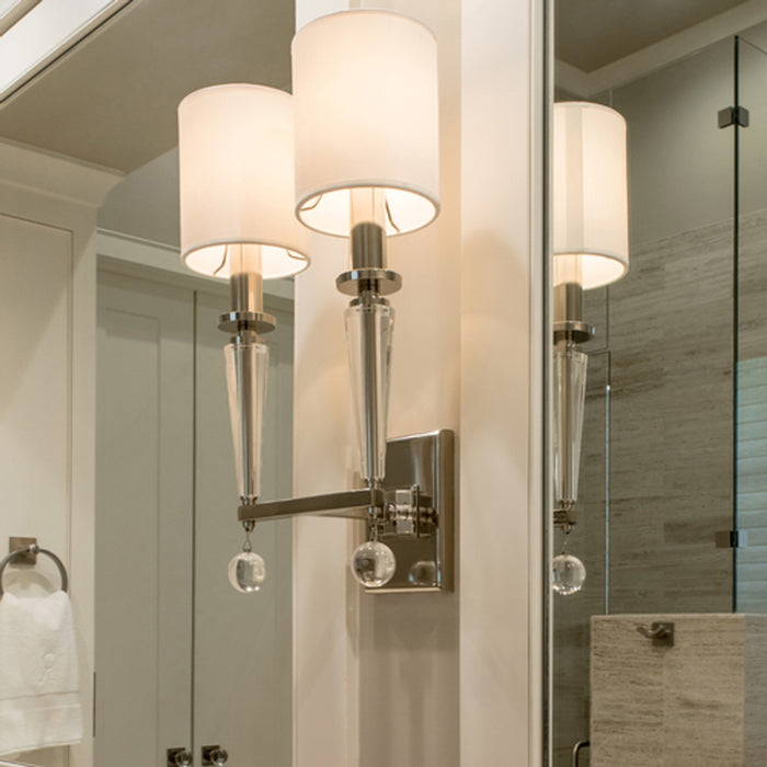 Crystorama 8102-PN Two Light Wall Sconce, Polished Nickel