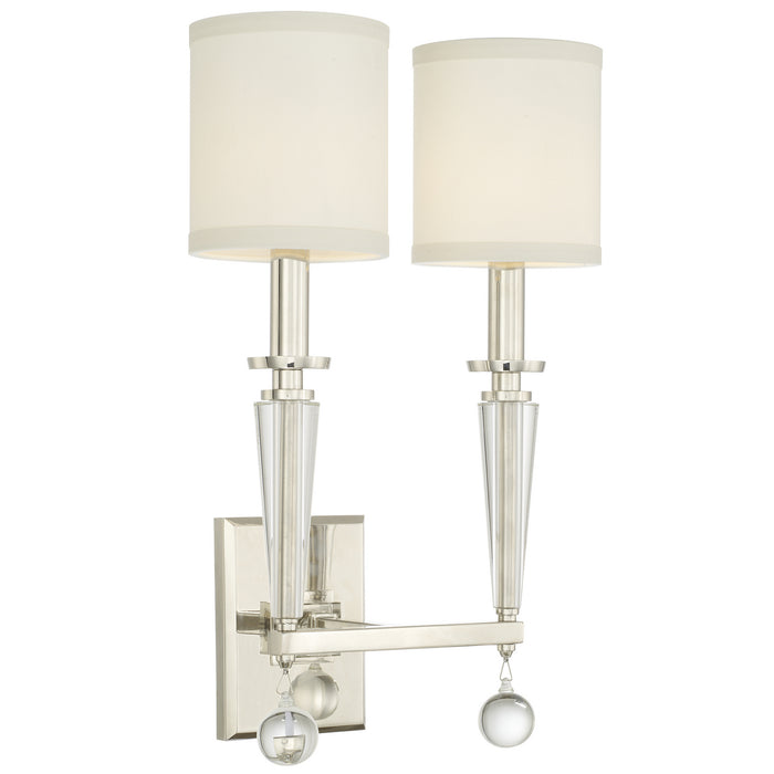 Crystorama 8102-PN Two Light Wall Sconce, Polished Nickel