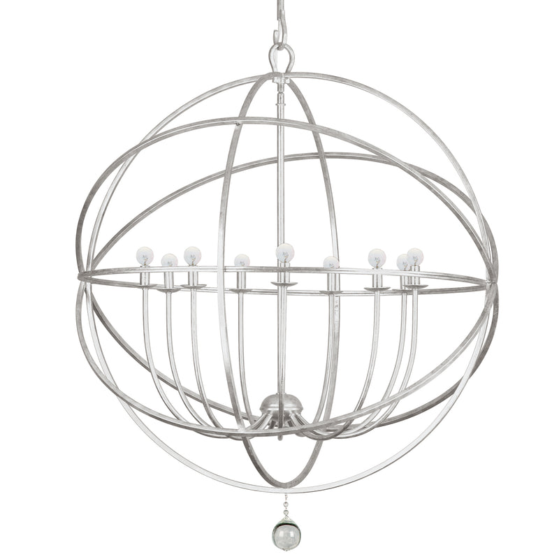 Crystorama 9229-OS Nine Light Chandelier, Olde Silver