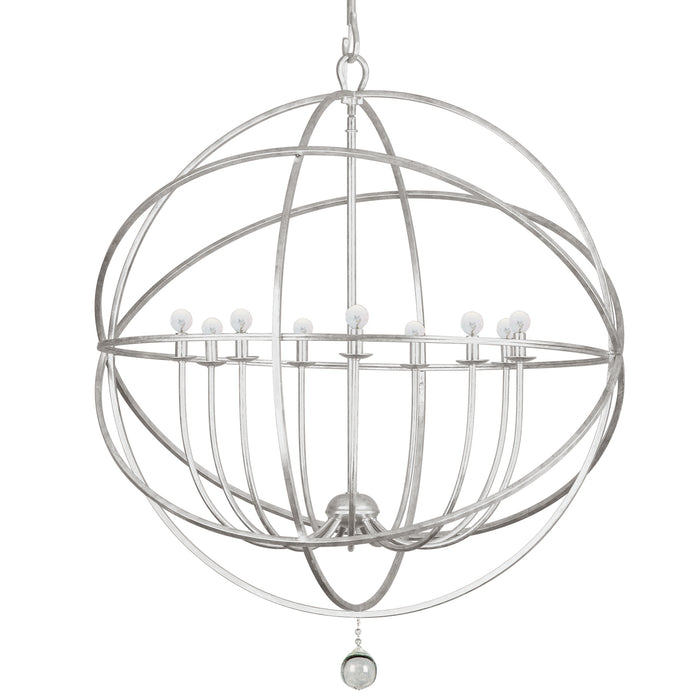 Crystorama 9229-OS Nine Light Chandelier, Olde Silver