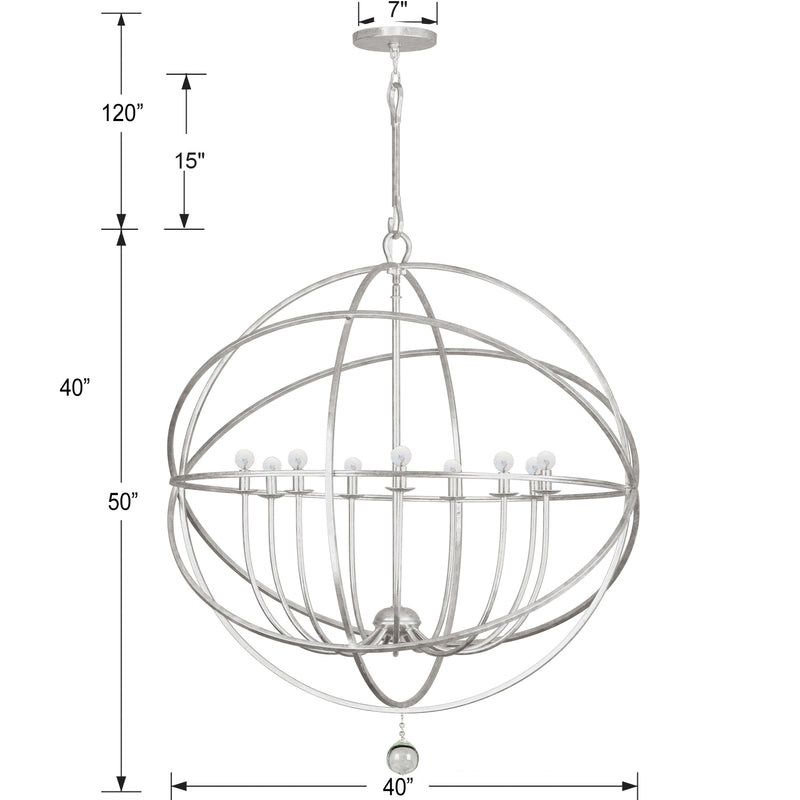 Crystorama 9229-OS Nine Light Chandelier, Olde Silver