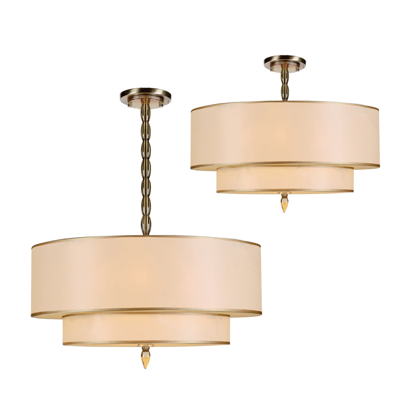Crystorama 9507-AB_CEILING Five Light Semi Flush Mount, Antique Brass