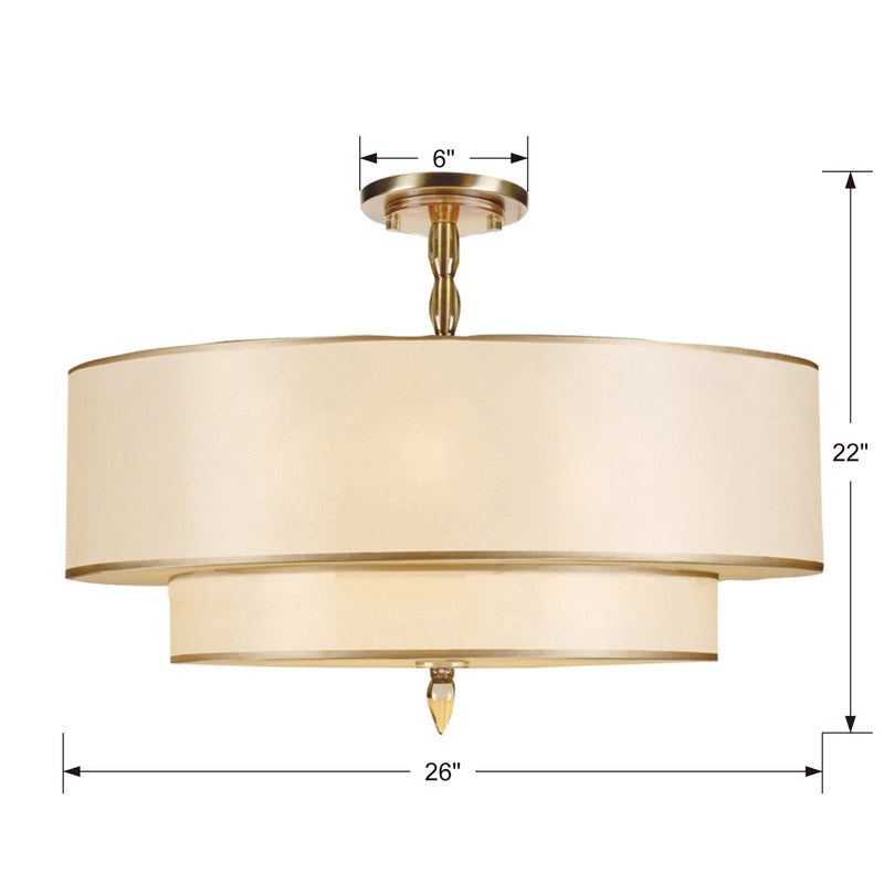 Crystorama 9507-AB_CEILING Five Light Semi Flush Mount, Antique Brass