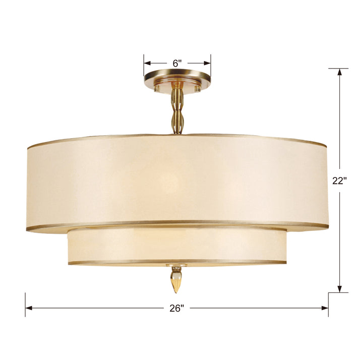 Crystorama 9507-AB_CEILING Five Light Semi Flush Mount, Antique Brass