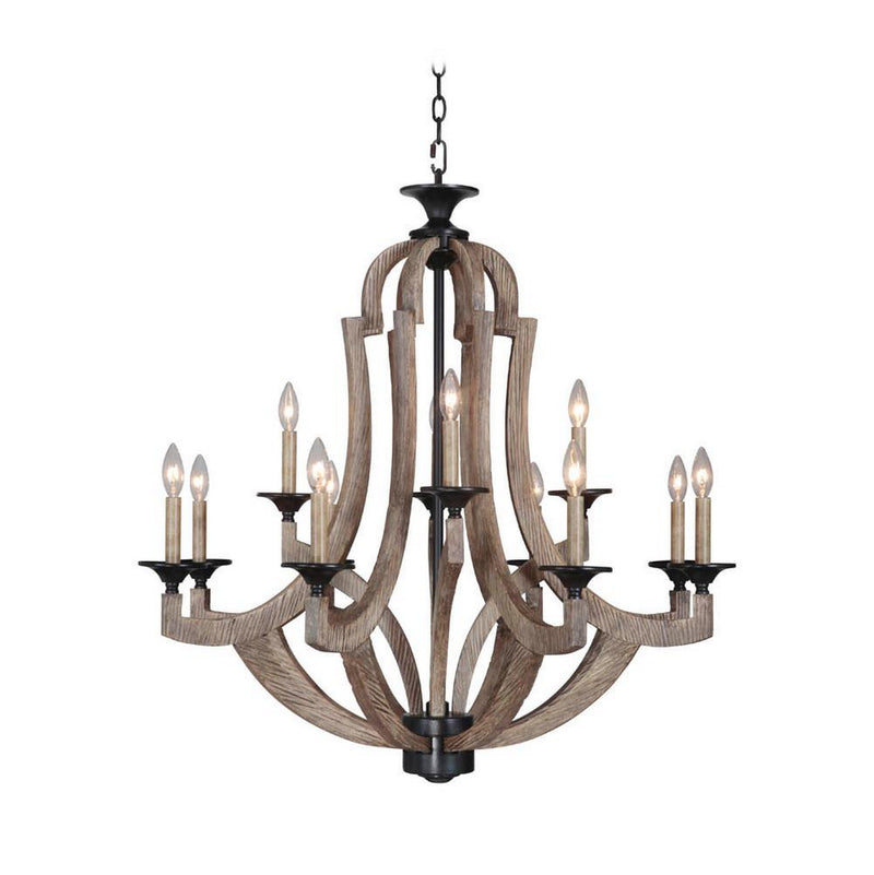 Craftmade 35112-WP 12 Light Chandelier, Weathered Pine
