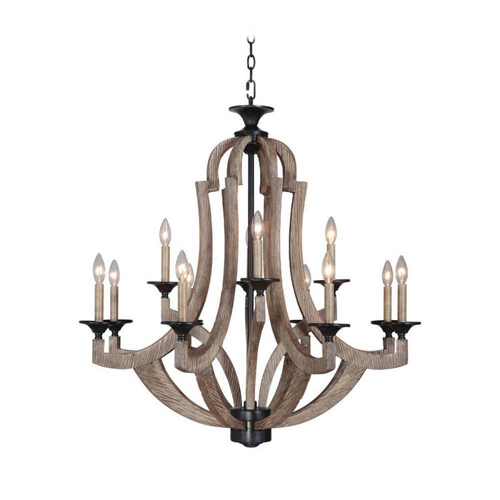Craftmade 35112-WP 12 Light Chandelier, Weathered Pine