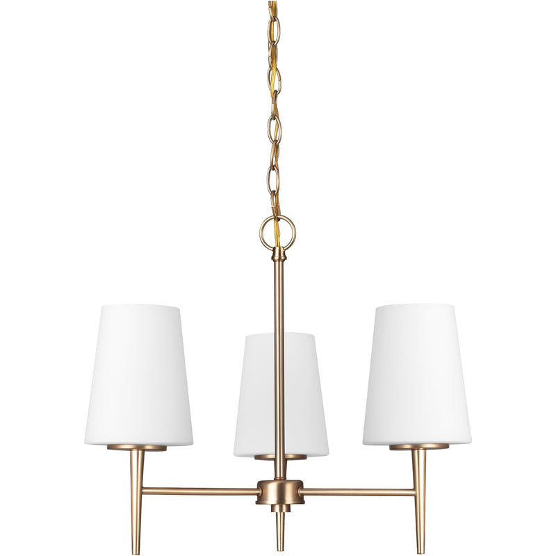 Generation Lighting 3140403-848 Three Light Chandelier, Satin Brass